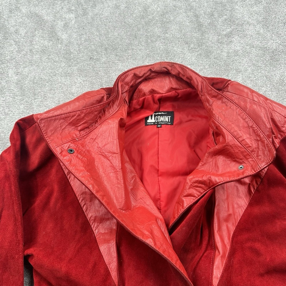 Comint Women's Red Leather Jacket Suede Size Medium Argentina - Picture 11 of 13